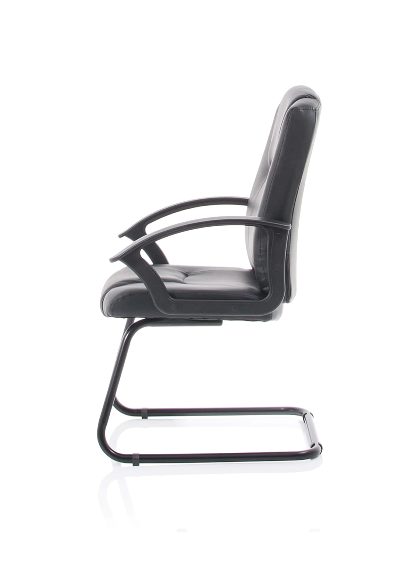 Bella Cantilever Chair - Black Leather - NWOF