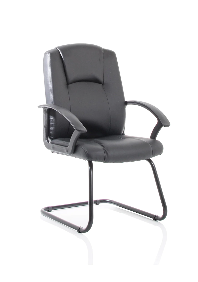 Bella Cantilever Chair - Black Leather - NWOF