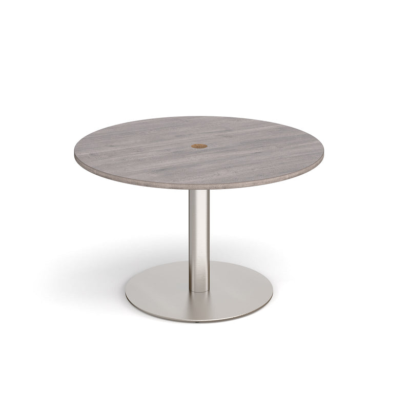 Eternal Circular Meeting Table With Central Circular Cut-Out - Grey Oak - NWOF
