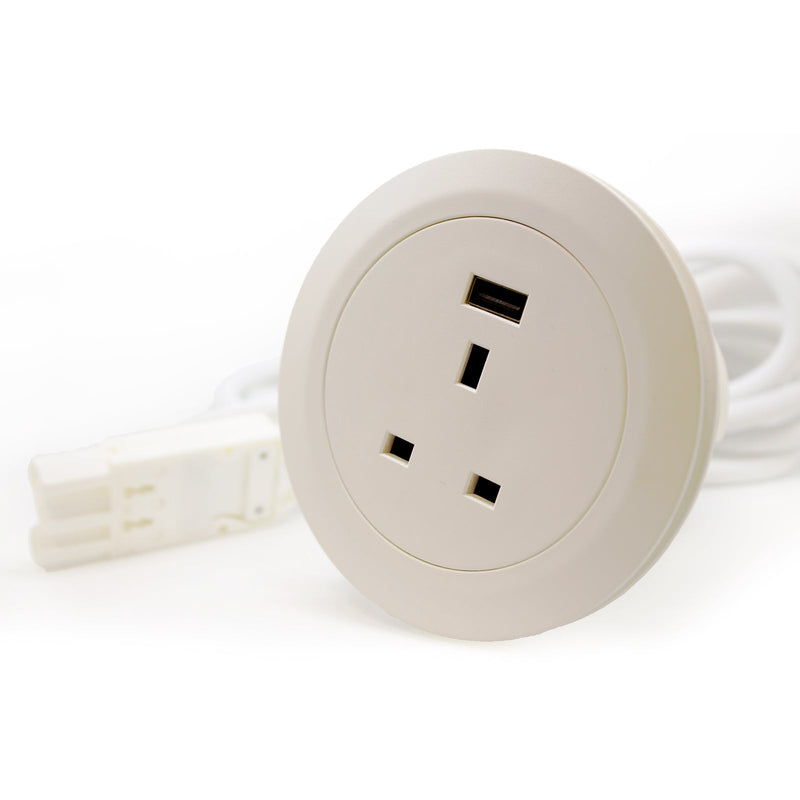 Ion In-Surface Power Module 1 x UK Socket & 1 x USB Charger (Type A) - White - NWOF