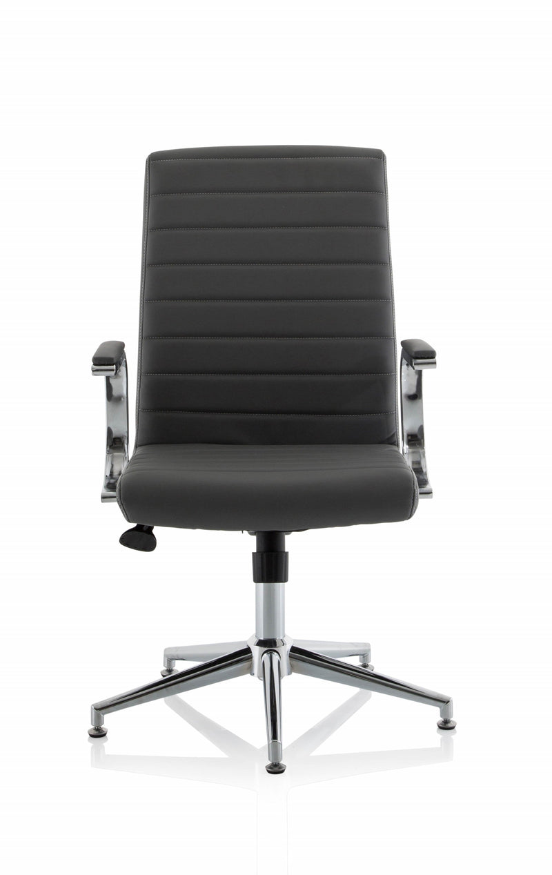 Ezra Executive Grey Leather Chair with Glides - NWOF