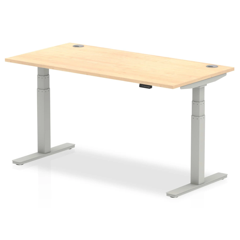 Air 800mm Deep Height Adjustable Desk With Cable Ports - Maple - NWOF