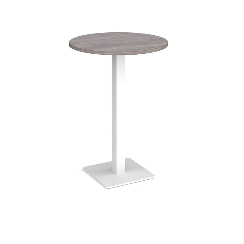 Brescia Circular Poseur Table With Flat Square Base 800mm - Grey Oak - NWOF