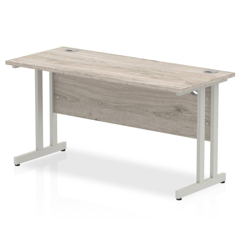 Impulse 600mm Deep Straight Desk With Cantilever Leg - Grey Oak - NWOF