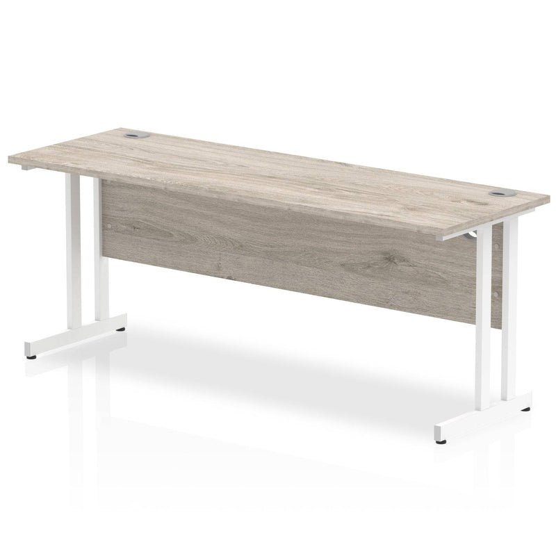 Impulse 600mm Deep Straight Desk With Cantilever Leg - Grey Oak - NWOF