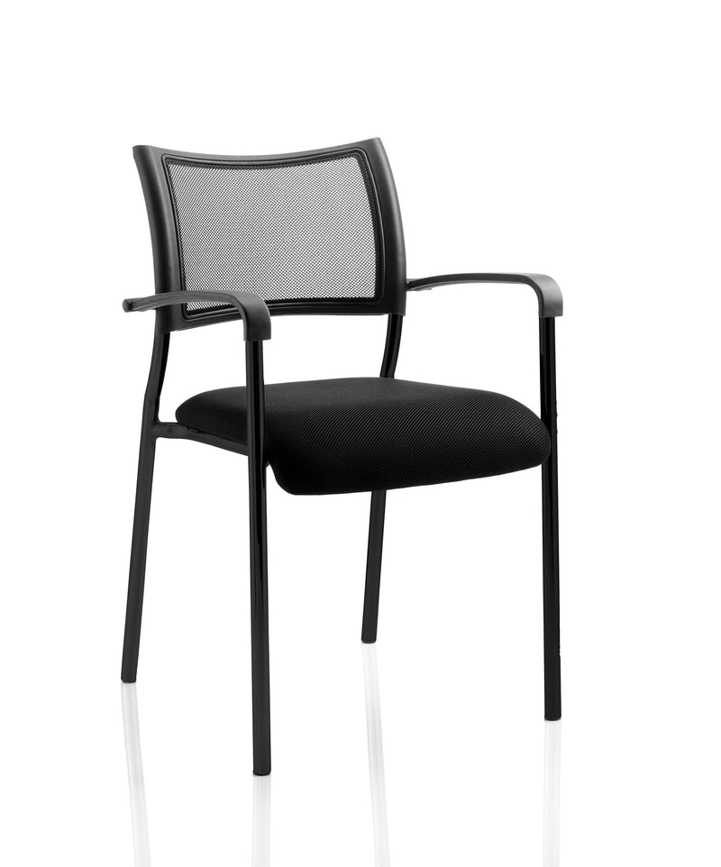 Brunswick Visitor Black Fabric Chair With Arms & Black Frame - NWOF