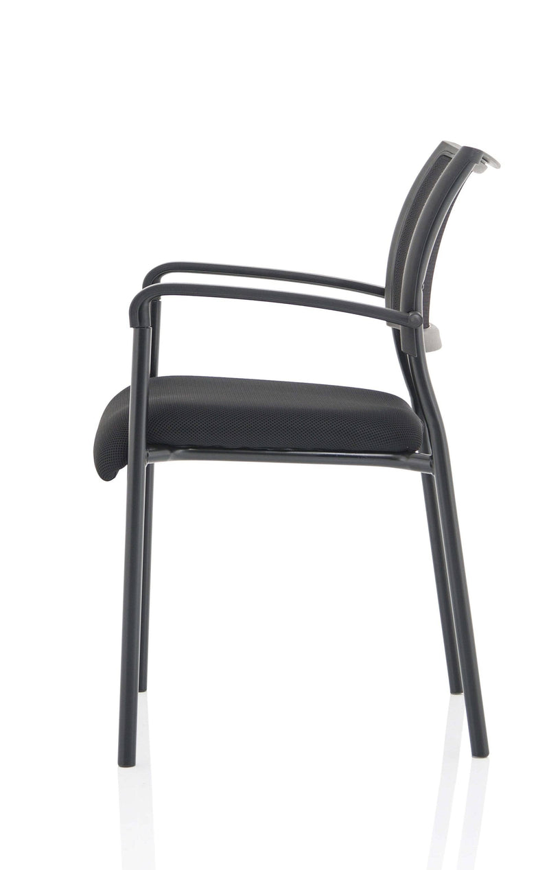 Brunswick Visitor Black Fabric Chair With Arms & Black Frame - NWOF