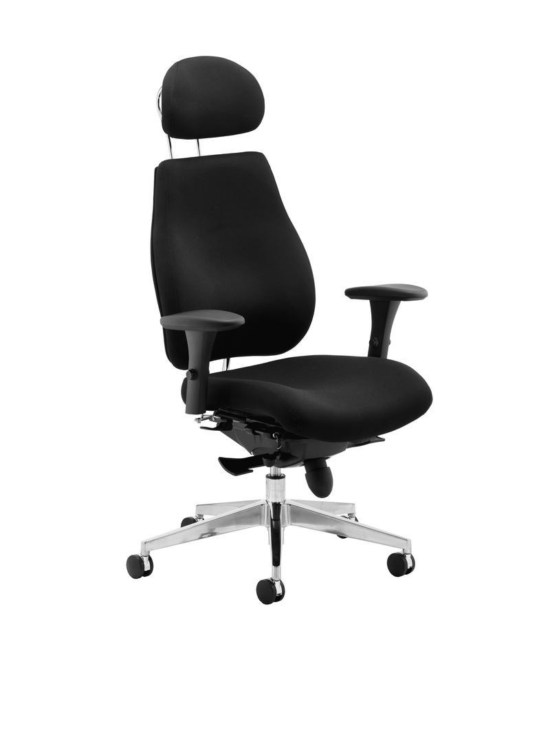 Chiro Plus Ergo Posture Chair Black With Arms & Headrest - NWOF