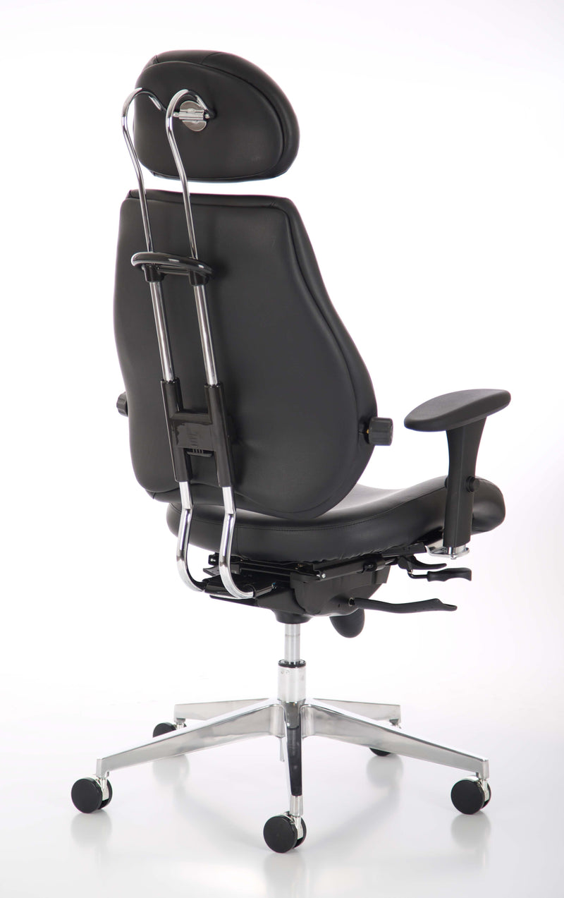 Chiro Plus Ultimate Black Leather Chair With Arms & Headrest - NWOF