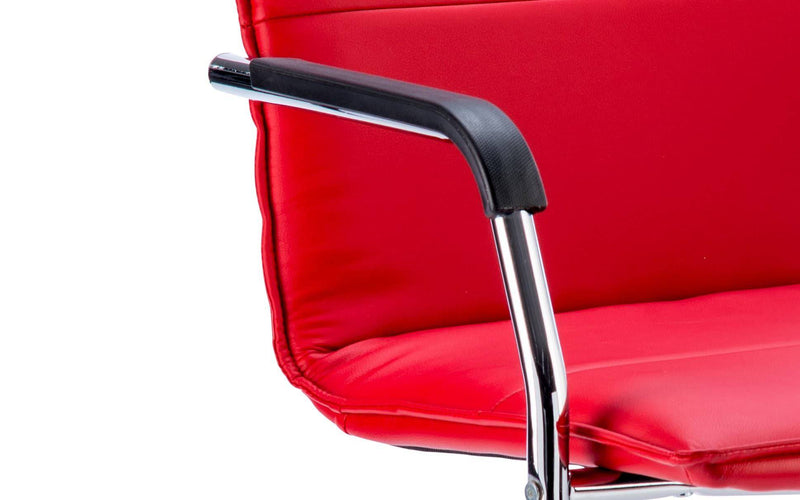 Echo Cantilever Chair Red Soft Bonded Leather With Arms - NWOF