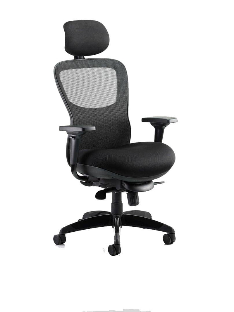 Stealth Shadow Ergo Posture Black Airmesh Seat And Mesh Back Chair With Arms & Headrest - NWOF