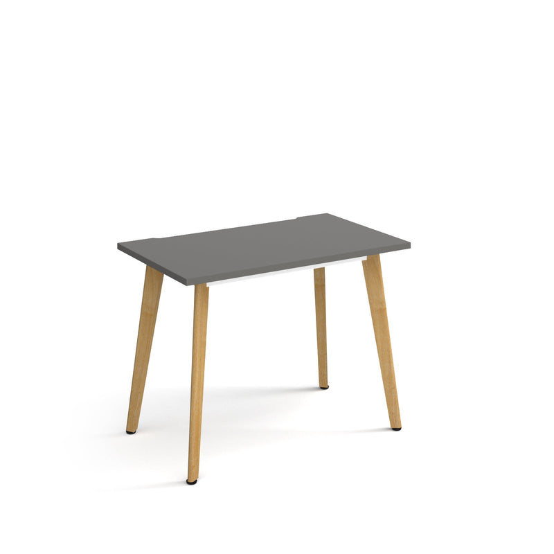 Giza Straight Desk With Wooden Legs - Onyx Grey - NWOF