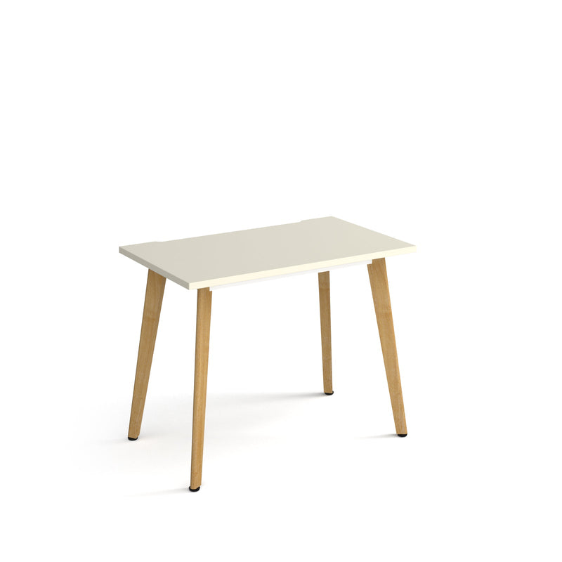 Giza Straight Desk With Wooden Legs - White - NWOF