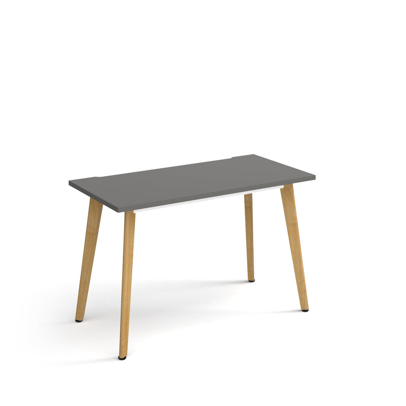 Giza Straight Desk With Wooden Legs - Onyx Grey - NWOF