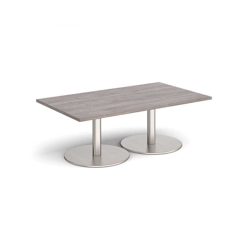 Monza Rectangular Coffee Table With Flat Round Base - Grey Oak - NWOF