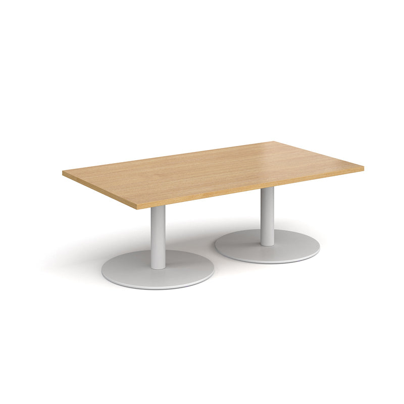 Monza Rectangular Coffee Table With Flat Round Base - Oak - NWOF