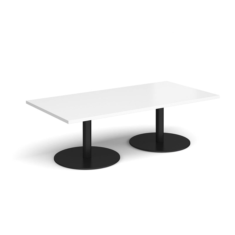 Monza Rectangular Coffee Table With Flat Round Base - White - NWOF