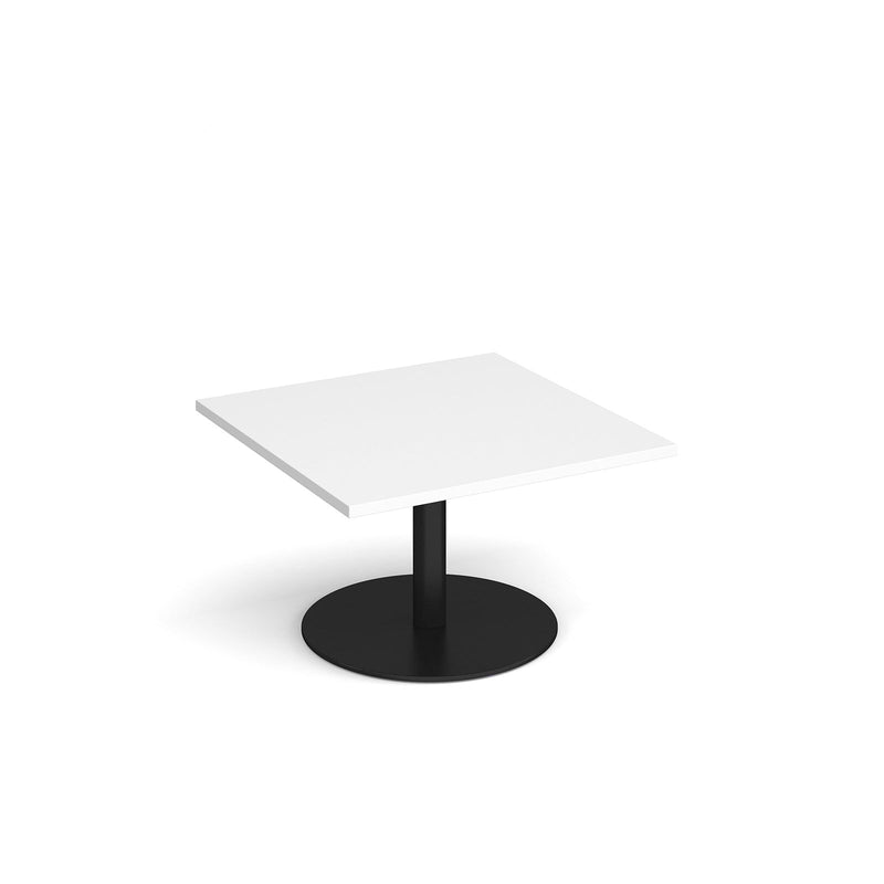 Monza Square Coffee Table With Flat Round Base 800mm - White - NWOF