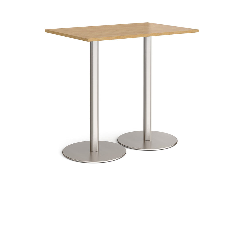 Monza Rectangular Poseur Table With Flat Round Base - Oak - NWOF