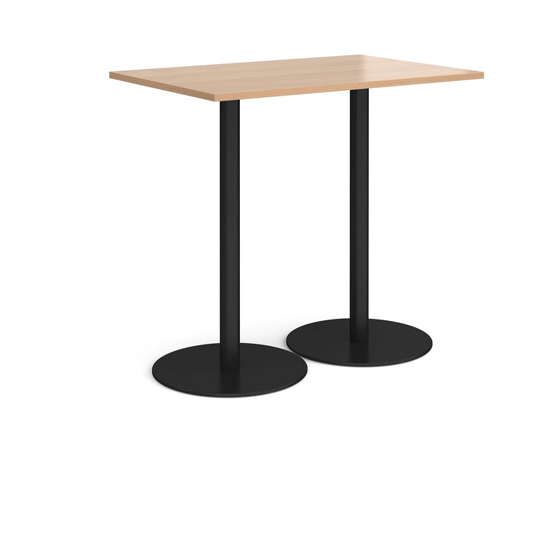 Monza Rectangular Poseur Table With Flat Round Base - Beech - NWOF