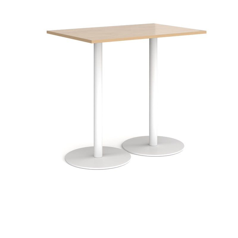 Monza Rectangular Poseur Table With Flat Round Base - Kendal Oak - NWOF
