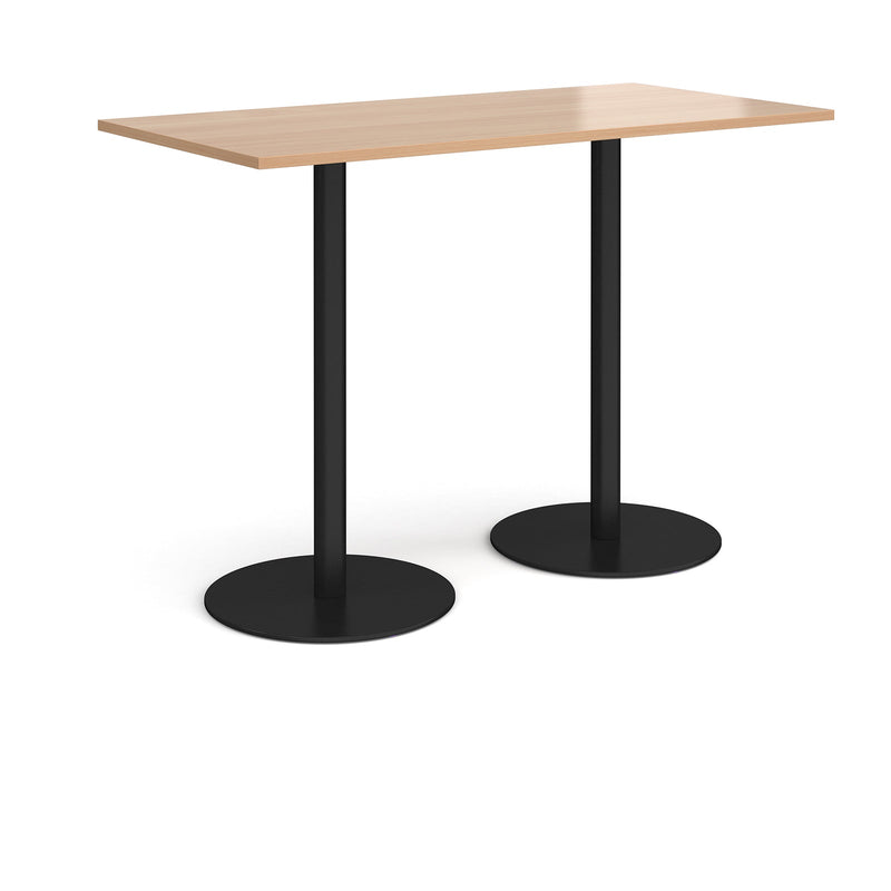 Monza Rectangular Poseur Table With Flat Round Base - Beech - NWOF