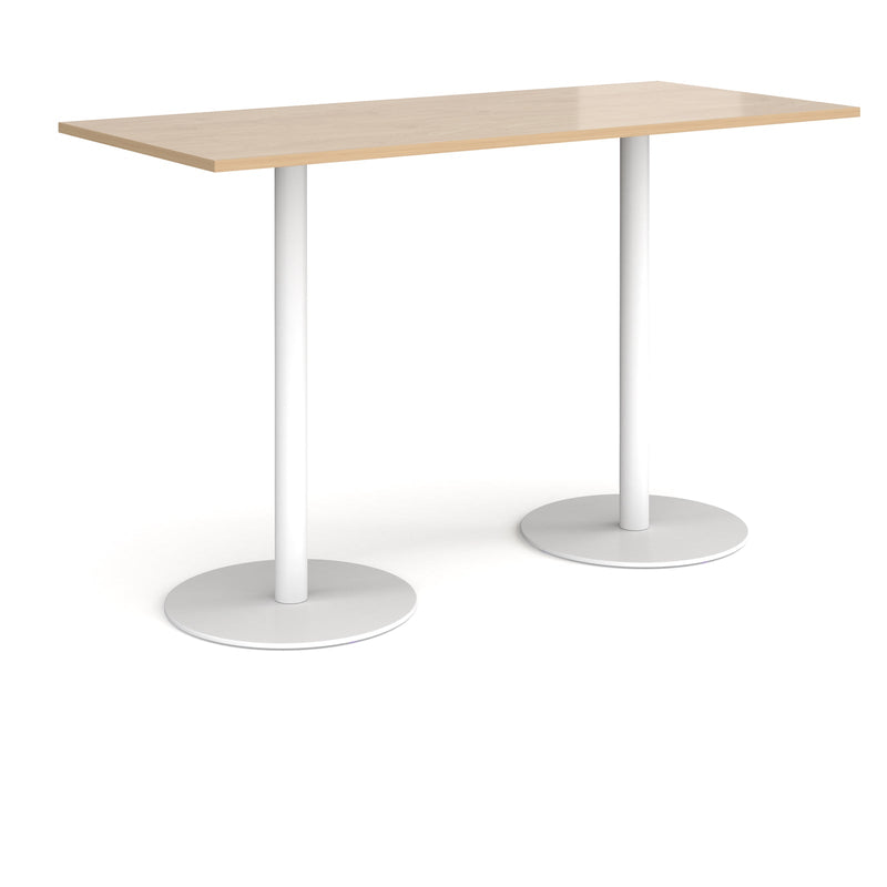Monza Rectangular Poseur Table With Flat Round Base - Kendal Oak - NWOF
