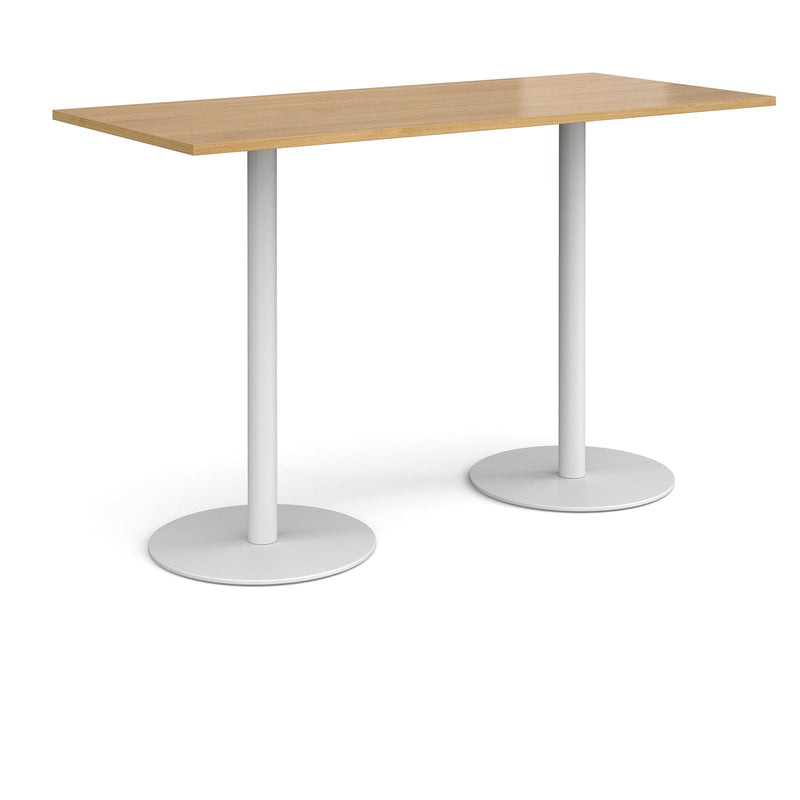 Monza Rectangular Poseur Table With Flat Round Base - Oak - NWOF