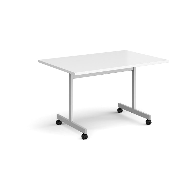Rectangular Fliptop Meeting Table With Silver Frame - White - NWOF