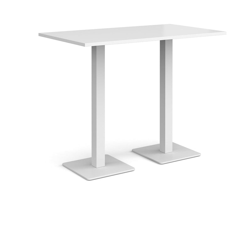 Brescia Rectangular Poseur Table With Flat Square Base - White - NWOF