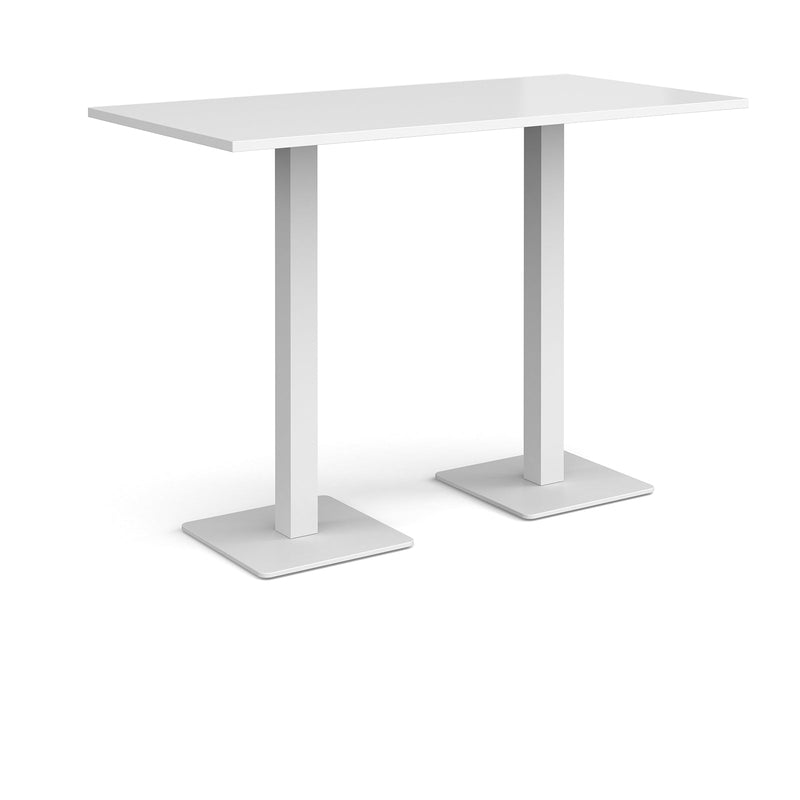 Brescia Rectangular Poseur Table With Flat Square Base - White - NWOF