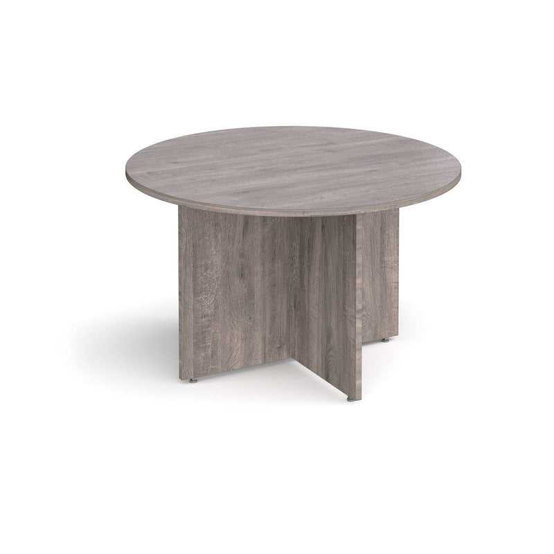 Arrow Head Leg Circular Meeting Table 1200mm - Grey Oak - NWOF