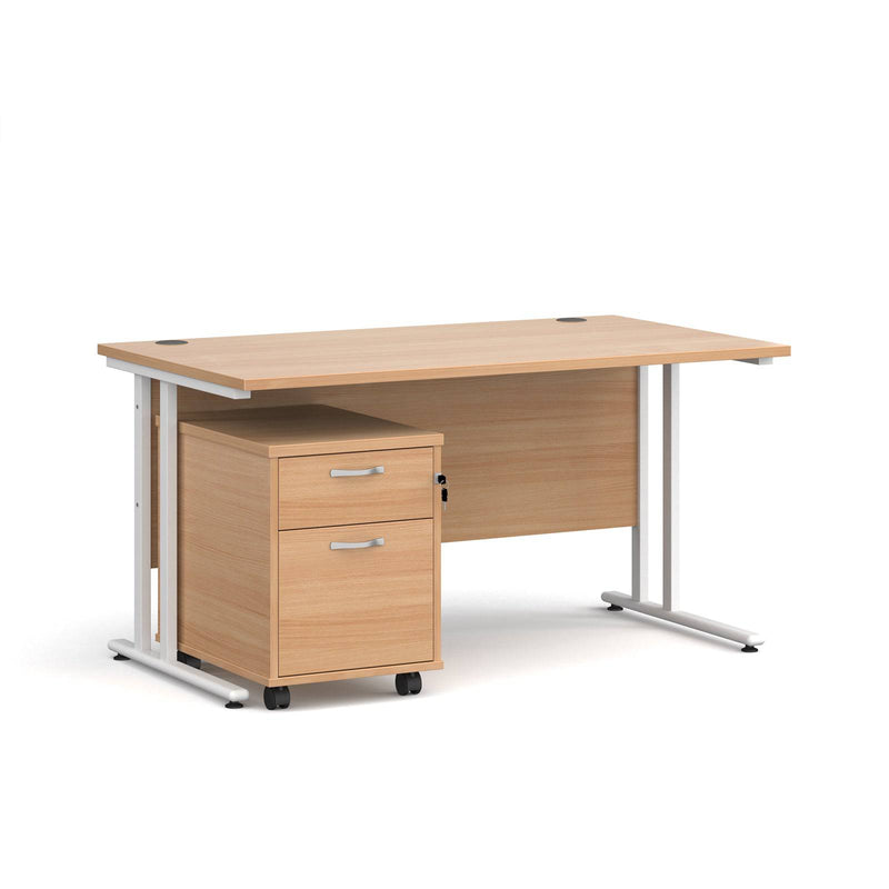 Maestro 25 Straight Desk & 2 Drawer Under Desk Pedestal Bundle - NWOF