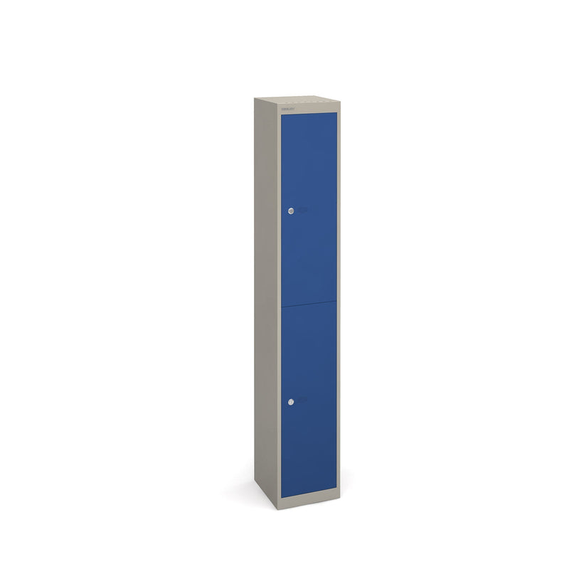 Bisley Lockers With 2 Doors 305mm Deep - Grey With Blue Doors - NWOF