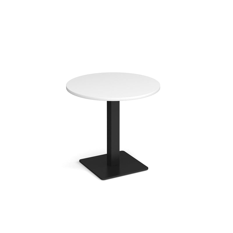 Brescia Circular Dining Table With Flat Square Base 800mm - White - NWOF