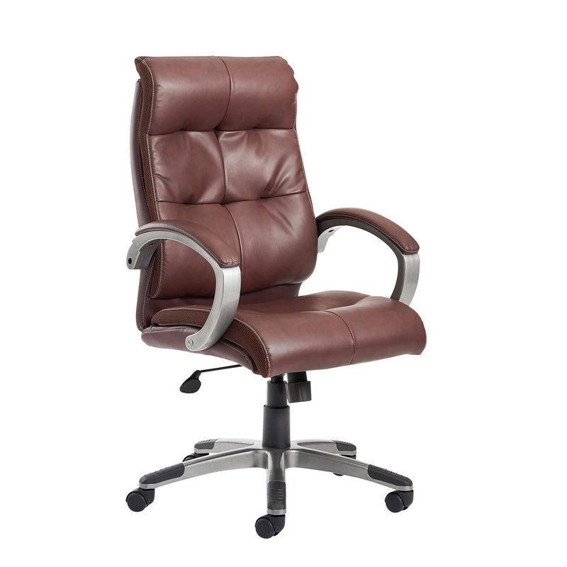 Catania High Back Managers Chair - Brown Leather Faced - NWOF