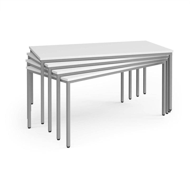 Flexi 25 Rectangular Table With Silver Frame - White - NWOF