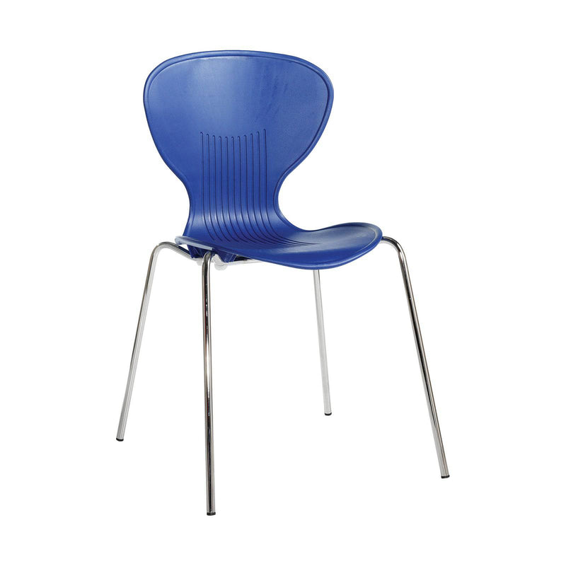Sienna One Piece Shell Chair With Chrome Legs (Pack of 4) - Blue - NWOF