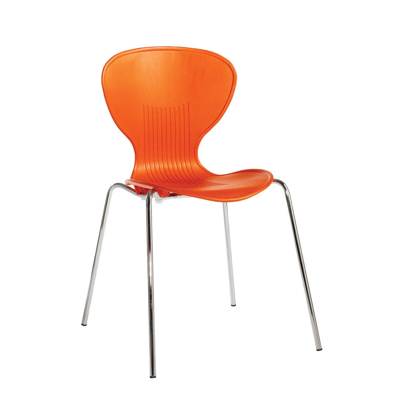 Sienna One Piece Shell Chair With Chrome Legs (Pack of 4) - Orange - NWOF