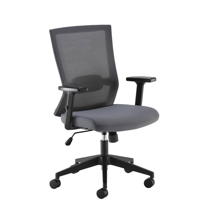 Travis Grey Mesh Back Operator Chair With Grey Fabric Seat & Black Base - NWOF