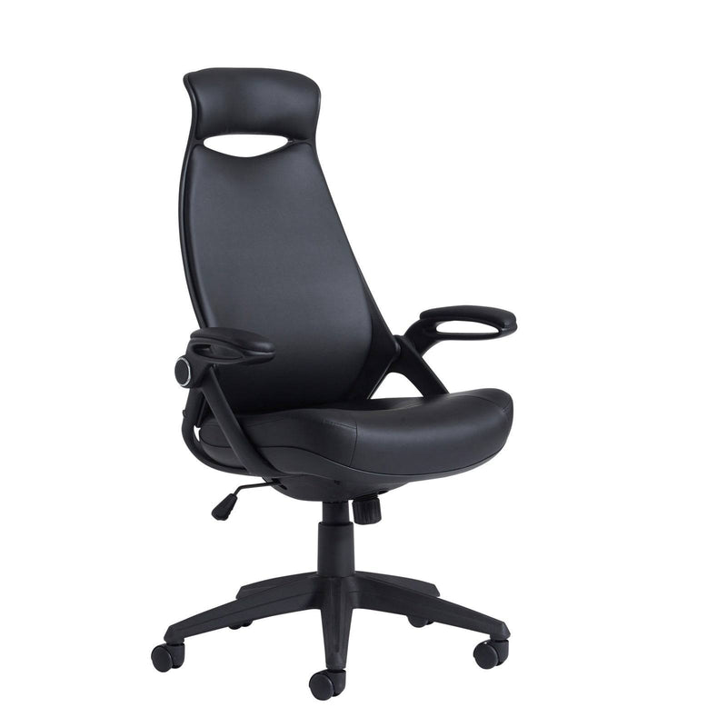 Tuscan High Back Managers Chair With Head Support - Black Faux Leather - NWOF