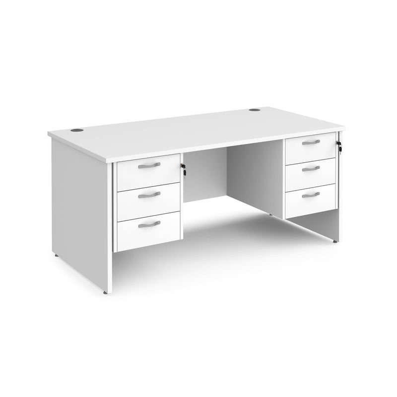 Maestro 25 Straight Desk 800mm Deep With Two Fixed 3 Drawer Pedestals - Panel End Leg - NWOF