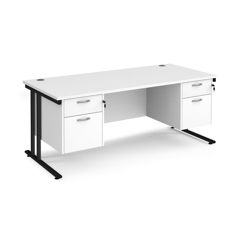 Maestro 25 Straight Desk 800mm Deep With Two Fixed 2 Drawer Pedestals - Cantilever Leg - NWOF