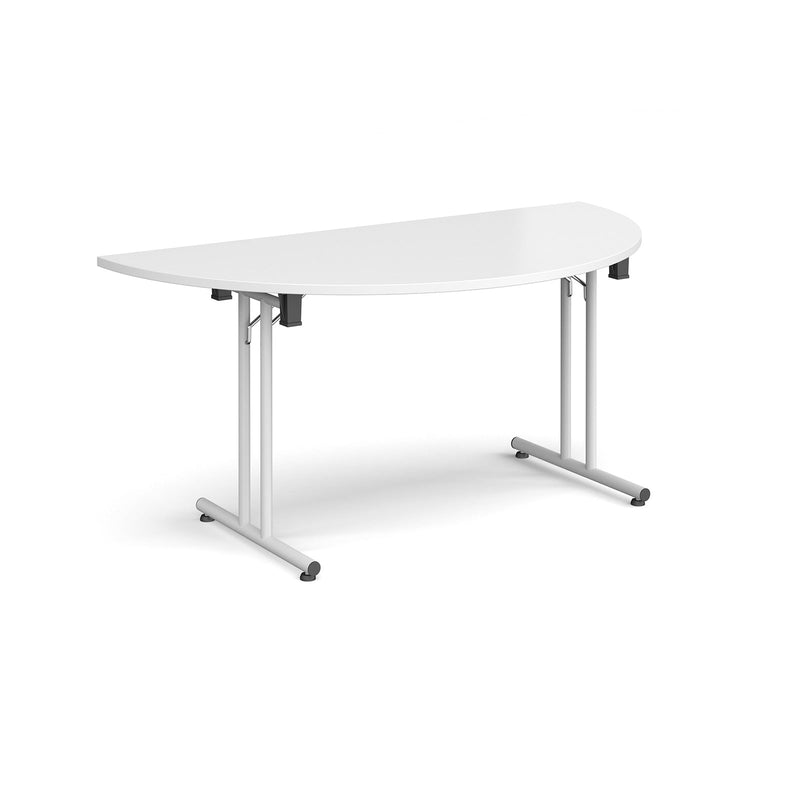 Semi Circular Folding Leg Table With Straight Foot Rails - White - NWOF