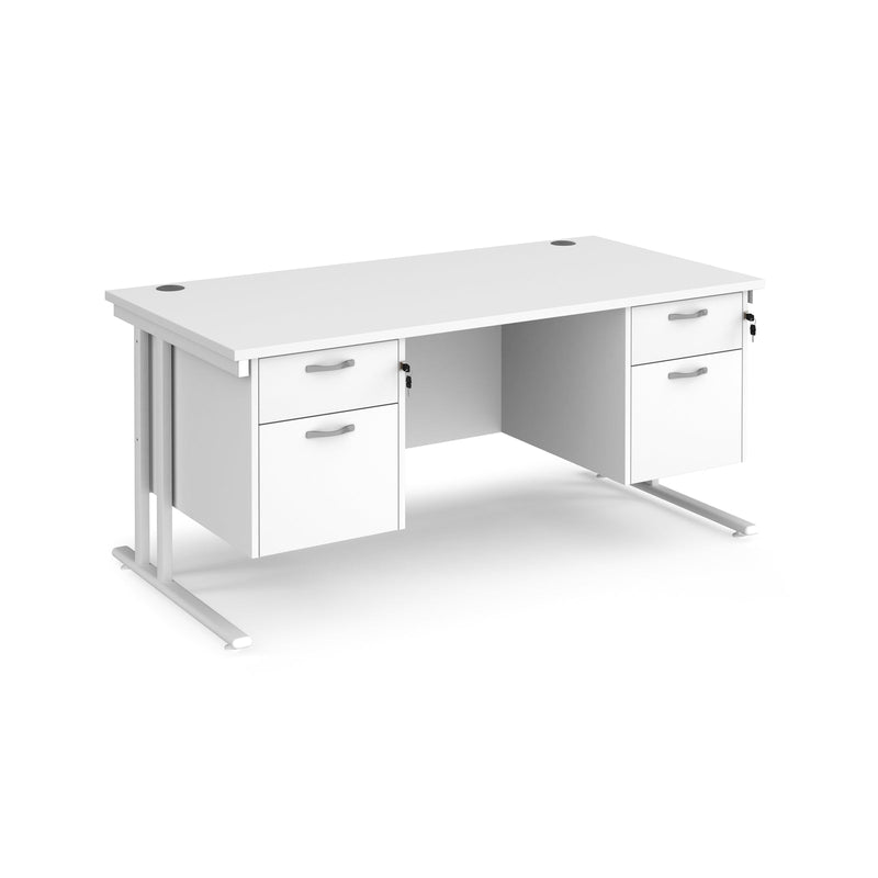 Maestro 25 Straight Desk 800mm Deep With Two Fixed 2 Drawer Pedestals - Cantilever Leg - NWOF