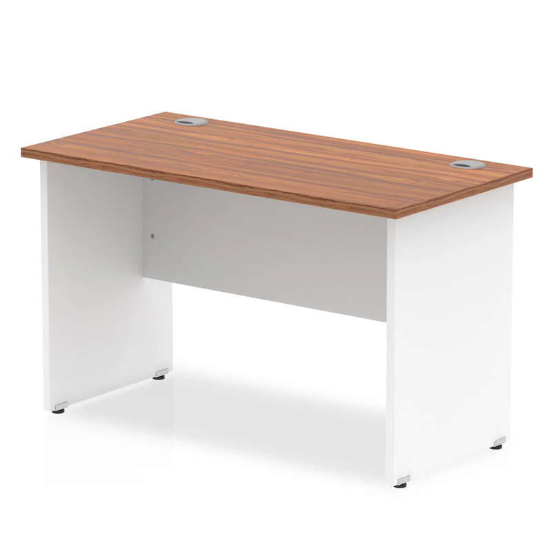 Impulse 600mm Deep Straight Desk With Panel Leg - Walnut - NWOF
