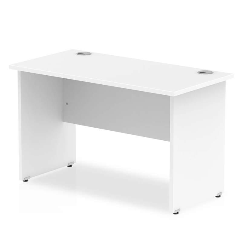 Impulse 600mm Deep Straight Desk With Panel Leg - White - NWOF