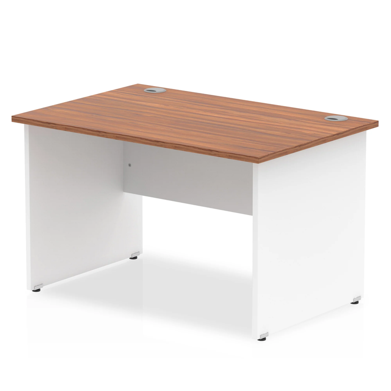 Impulse 800mm Deep Straight Desk With Panel Leg - Walnut - NWOF