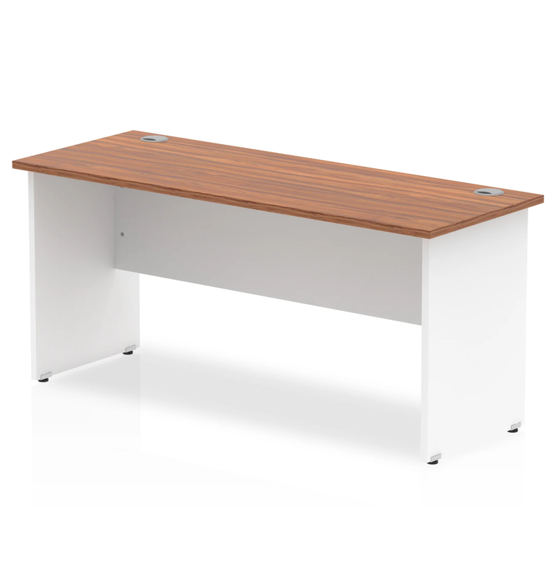 Impulse 600mm Deep Straight Desk With Panel Leg - Walnut - NWOF