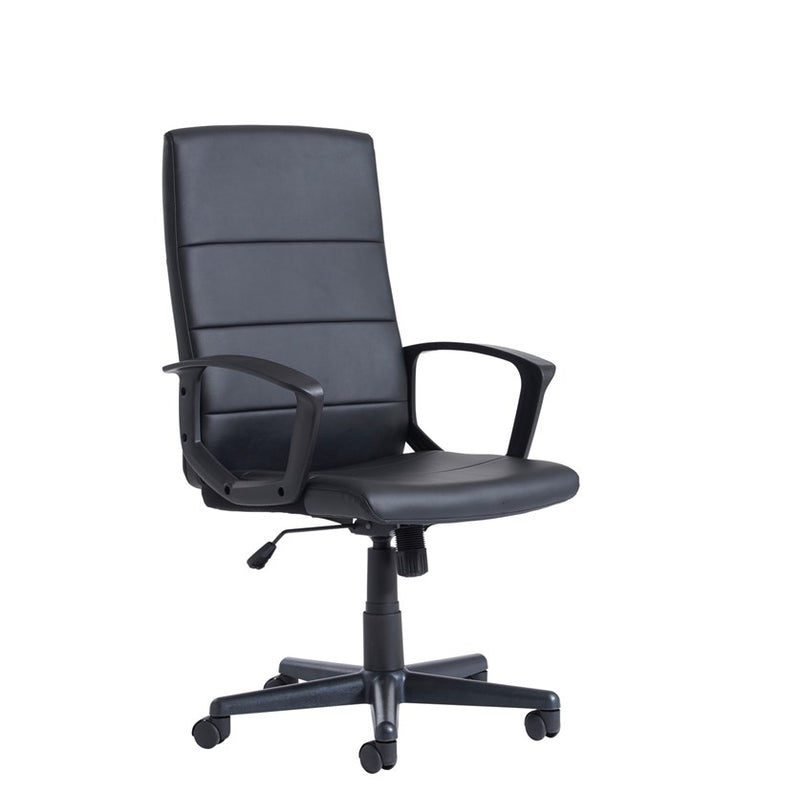 Ascona High Back Managers Chair - Black Faux Leather - Flogit2us.com